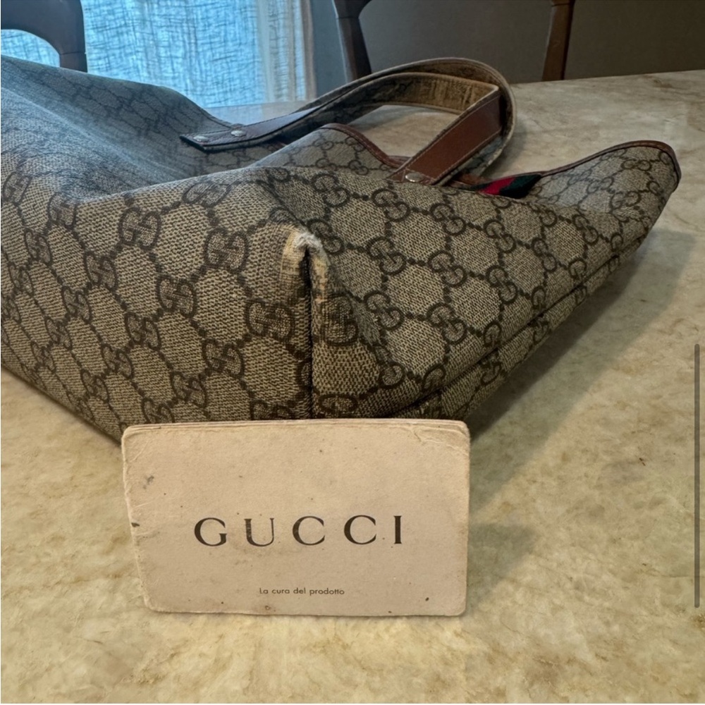 Gucci GG Supreme Canvas tote with leather trim - Picture 6 of 10